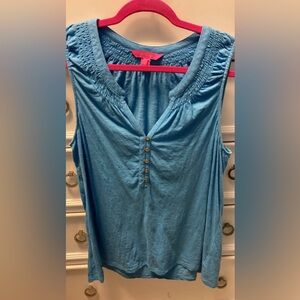 Lilly Pulitzer Essie Blue Sleeveless Women's Top ~ Sz XL